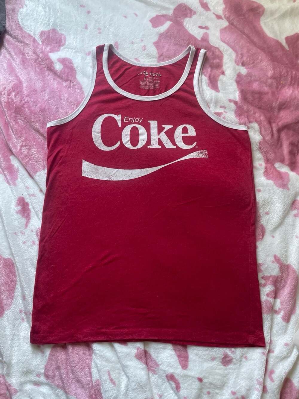 Fifth Sun Coca-Cola Enjoy Coke Distressed Graphic Ringer Tank Top Size S